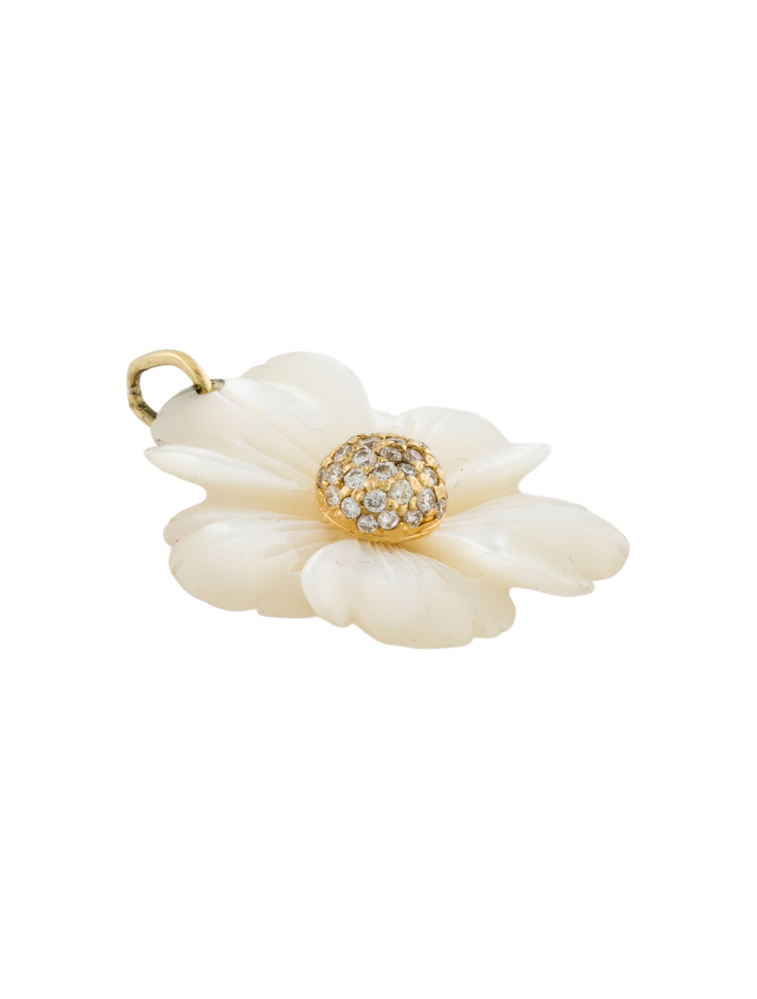 Stephen Dweck 18K Mother of Pearl & Diamond Flower Pendant