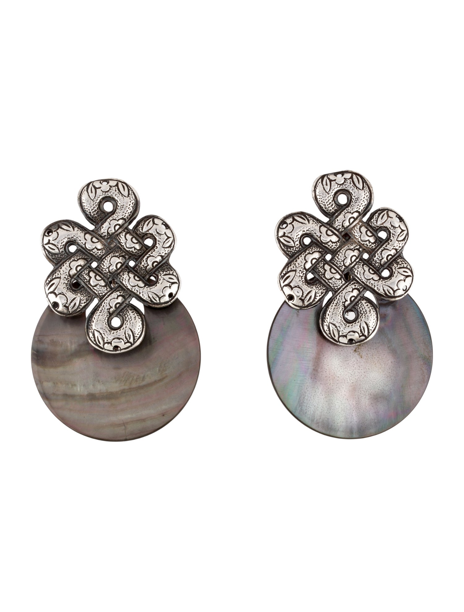 Stephen Dweck Abalone Doorknocker Drop Clip On Earrings