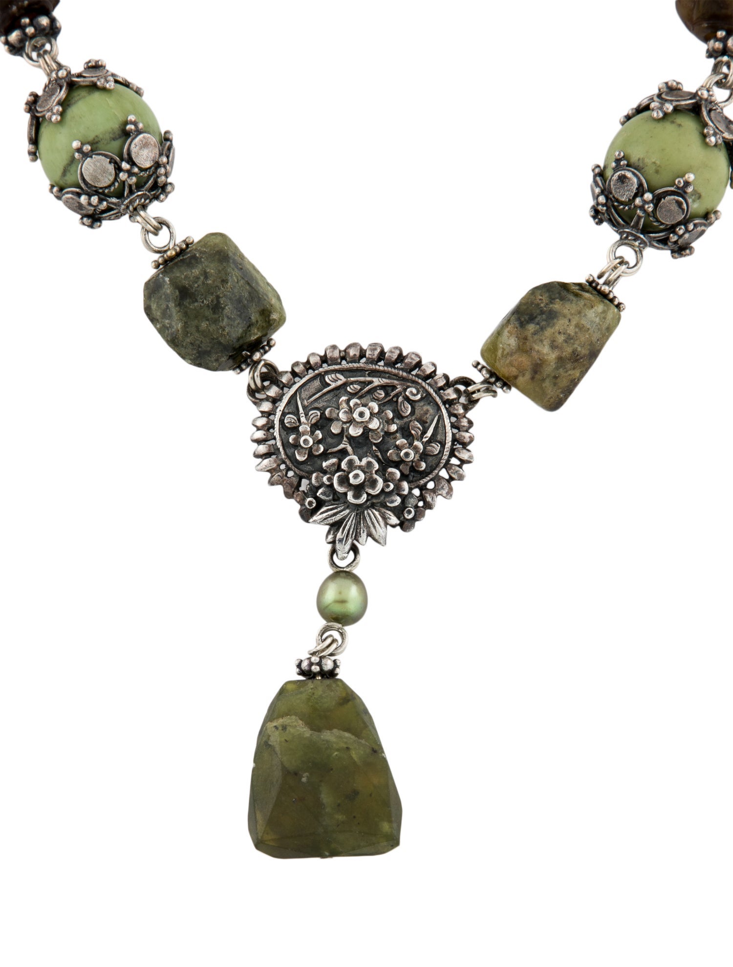 Stephen Dweck Dyed Pearl & Multistone Pendant Necklace