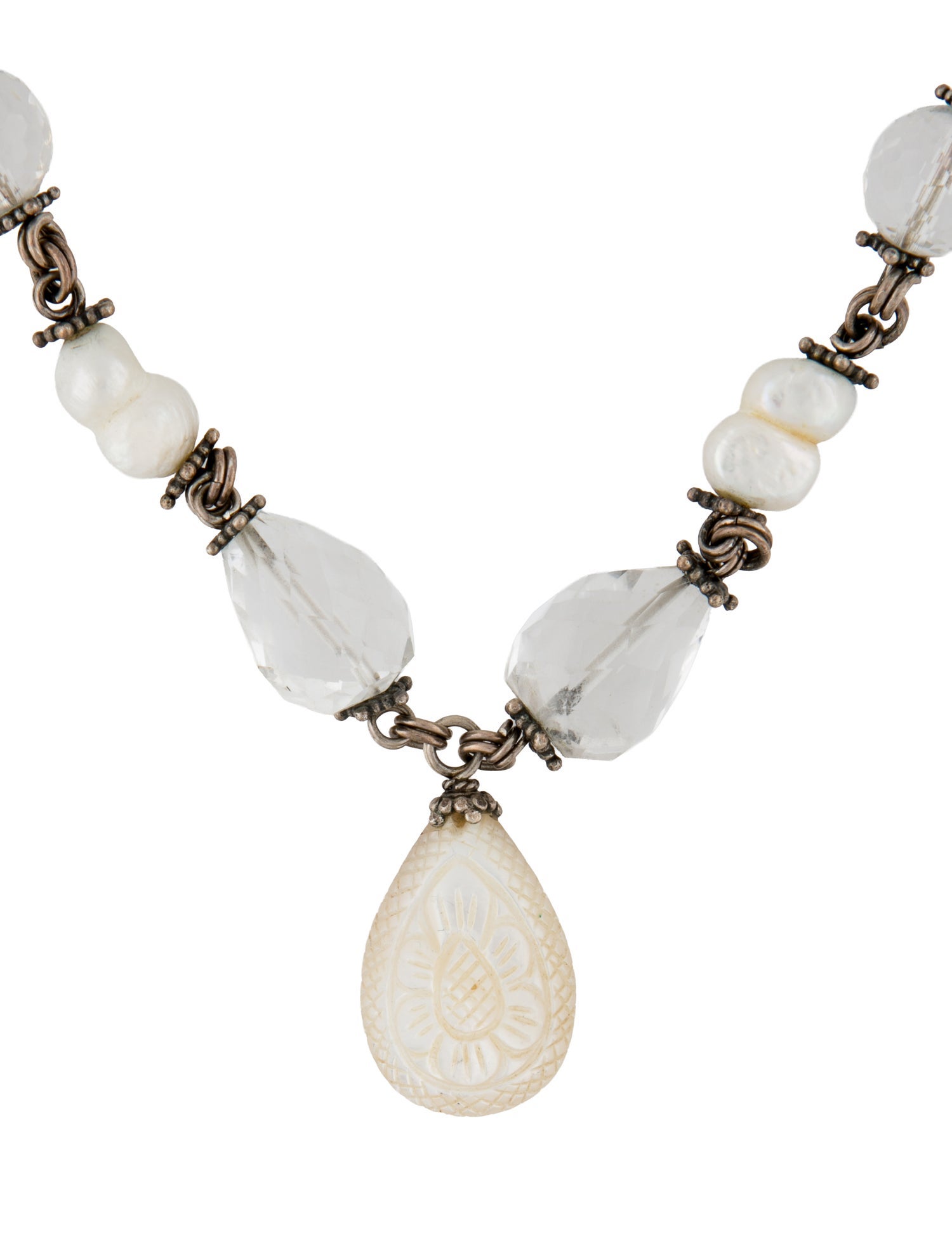 Stephen Dweck Pearl, Mother of Pearl & Quartz Pendant Necklace