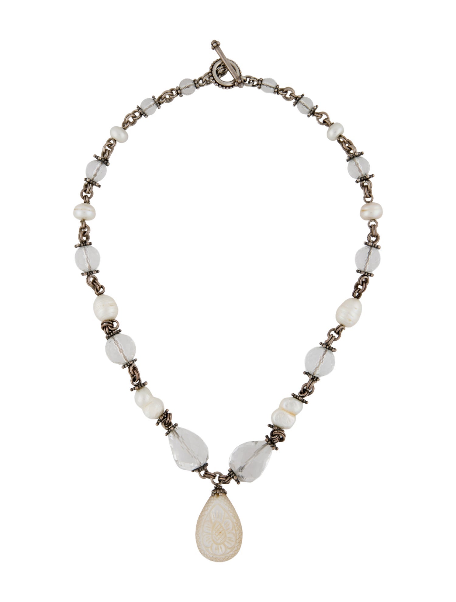 Stephen Dweck Pearl, Mother of Pearl & Quartz Pendant Necklace