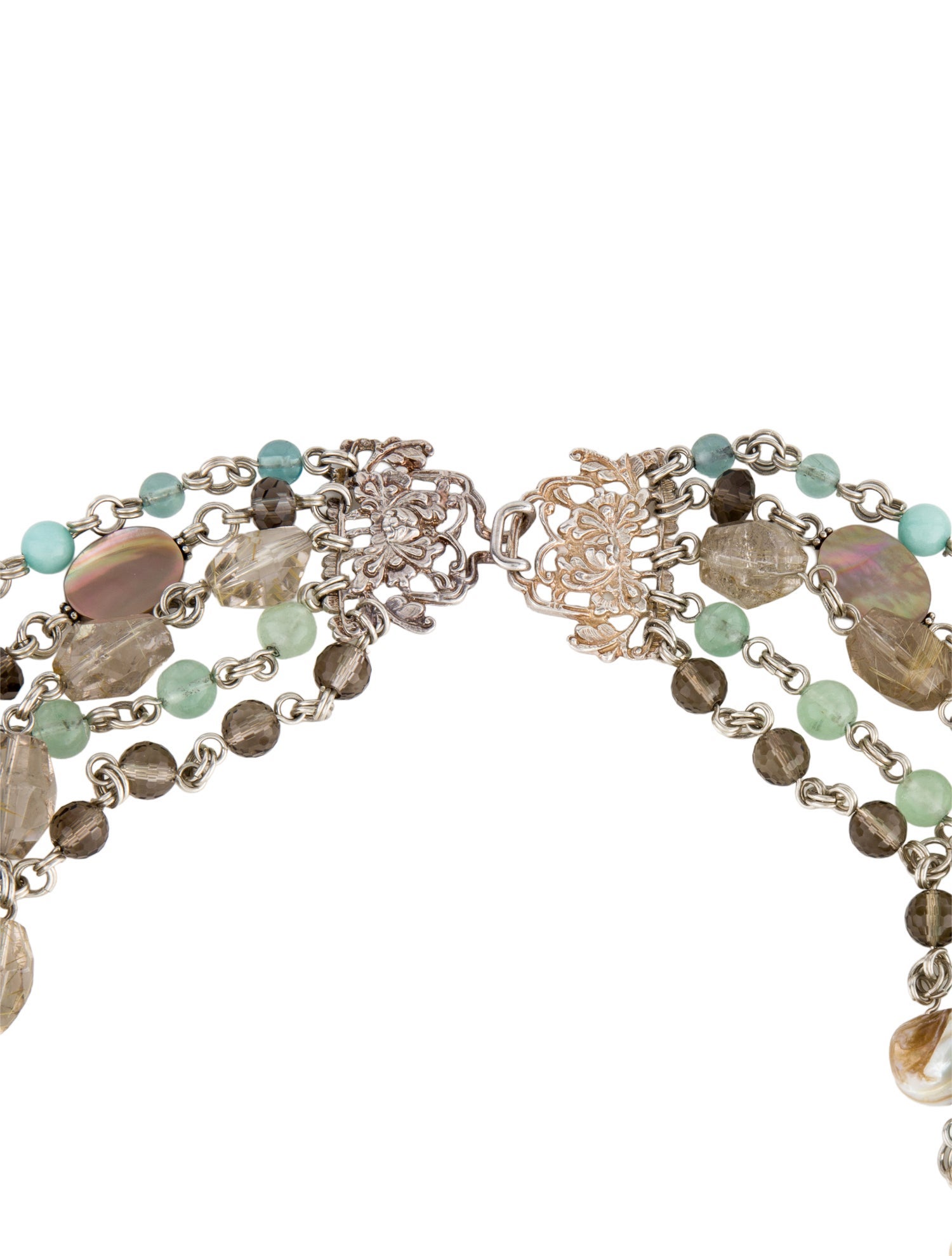 Stephen Dweck Mother of Pearl, Shell & Multistone Long Necklace
