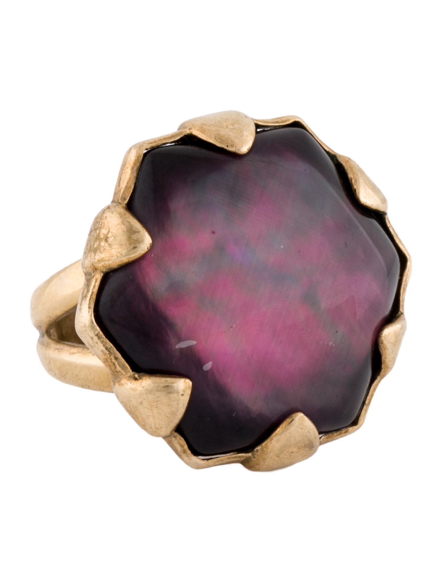 Stephen Dweck Mother Of Pearl & Purple Stone Cocktail Ring