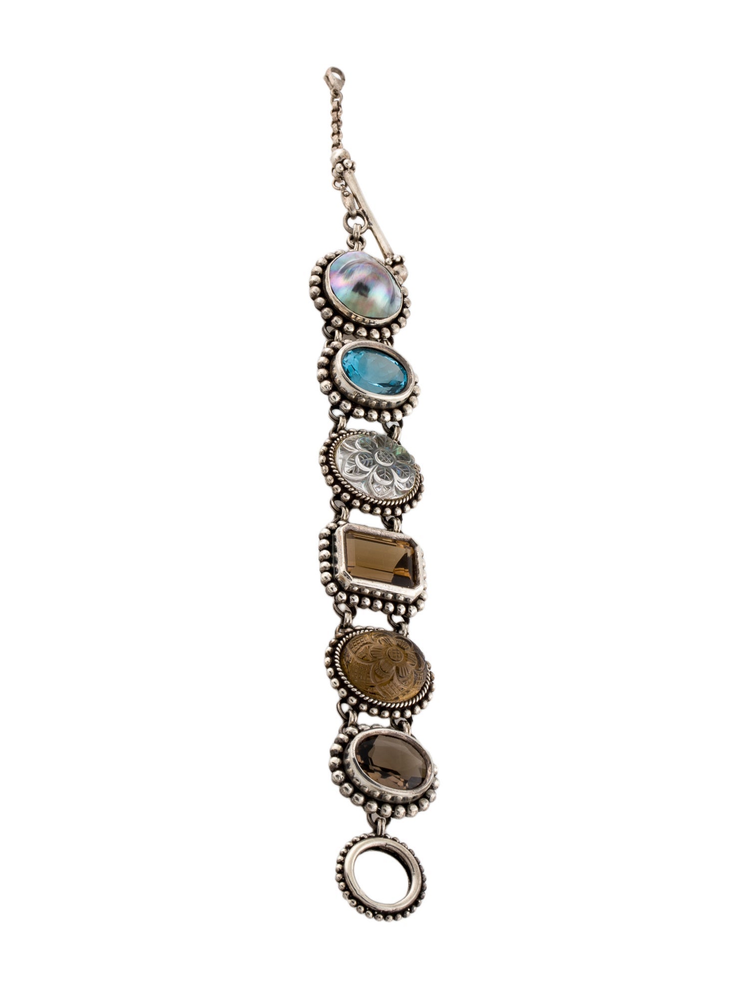 Stephen Dweck Pearl & Multi-Stone Link Bracelet