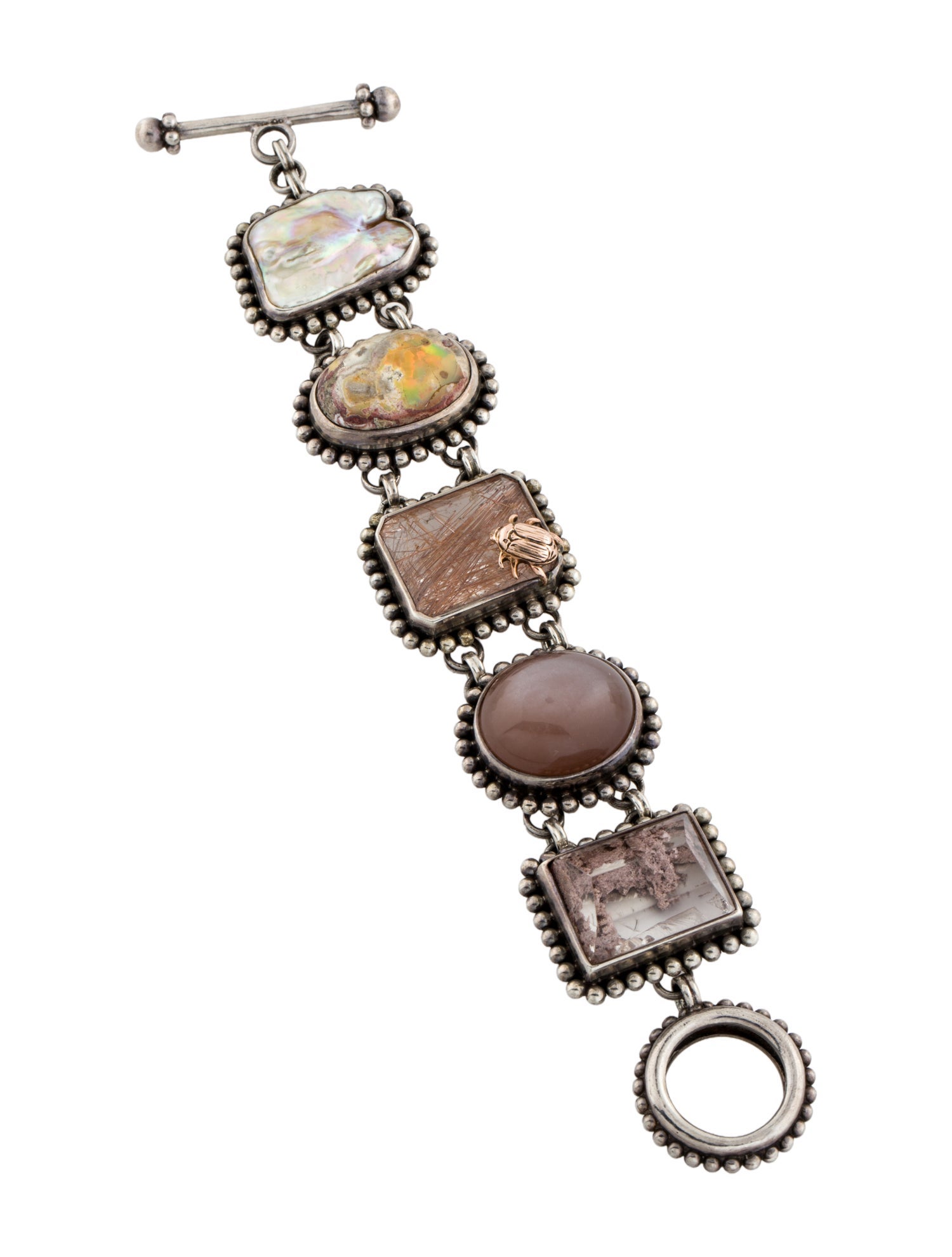 Stephen Dweck Vintage Pearl & Multi-Stone 'One-Of-A-Kind' Link Bracelet