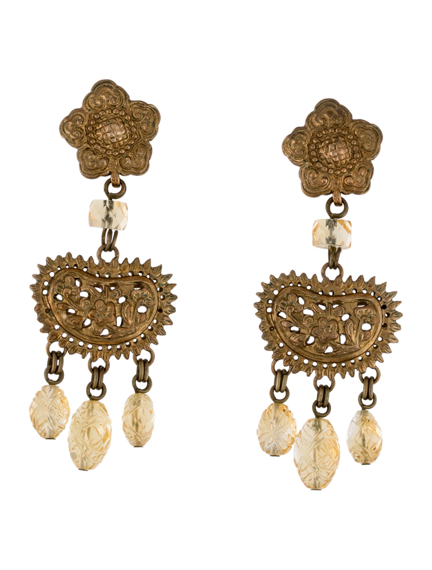 Stephen Dweck Stone Flower Drop Earrings