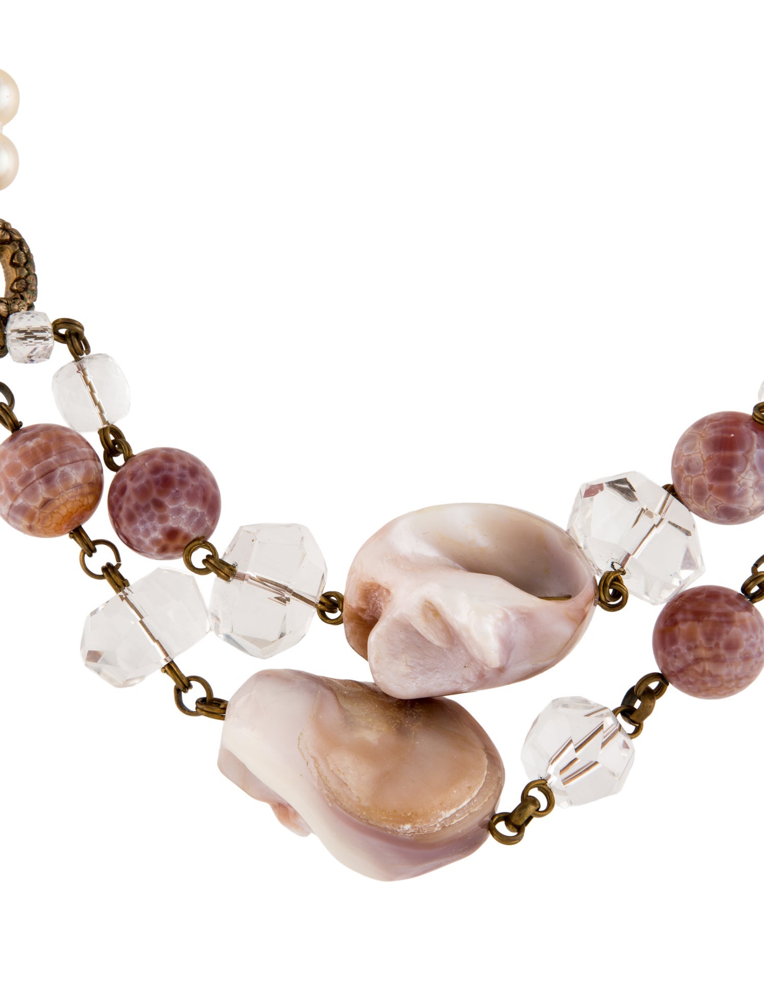 Stephen Dweck Pearl, Mother of Pearl, Shell & Stone Collar Necklace