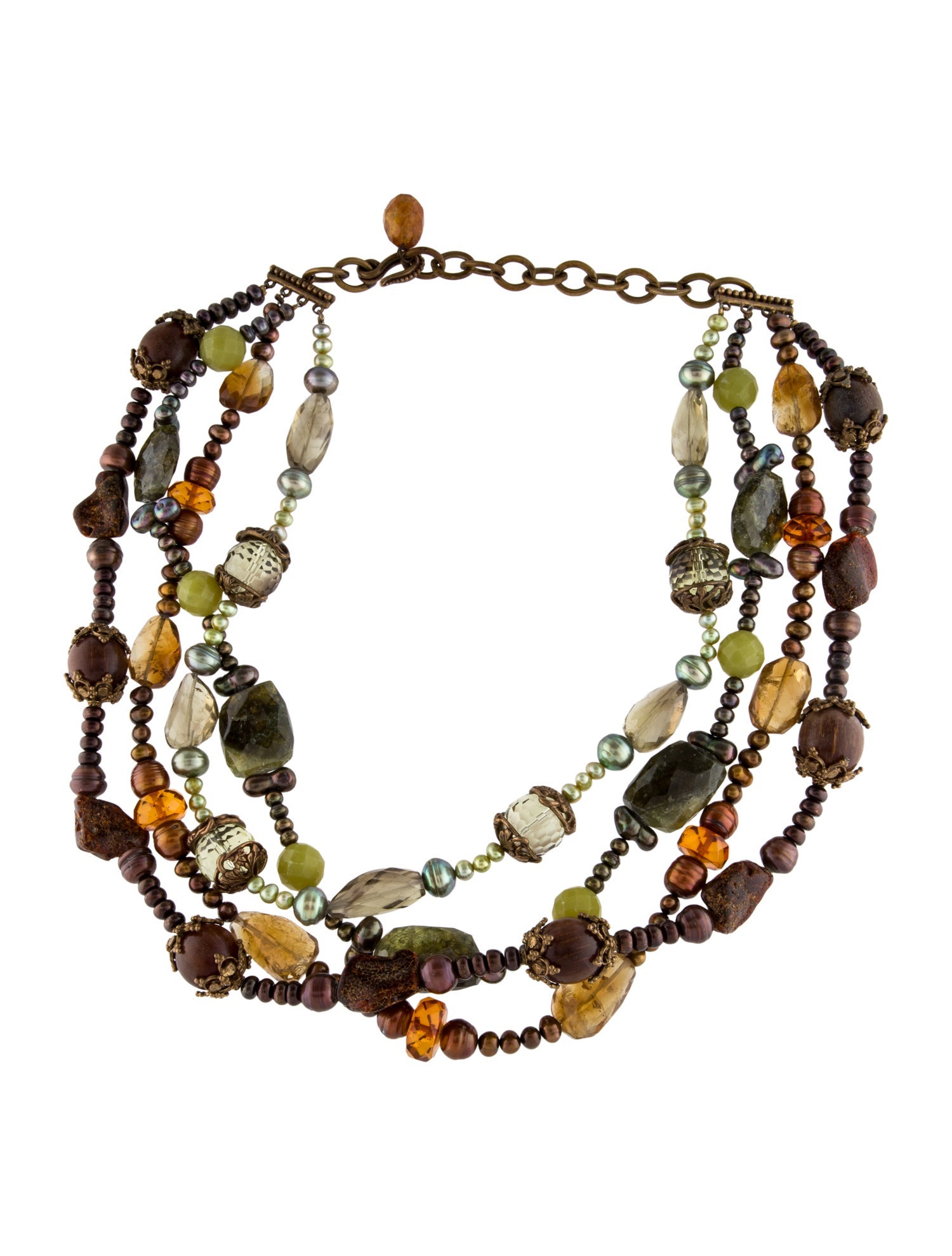 Stephen Dweck Dyed Pearl, Stone & Wood Multistrand Necklace
