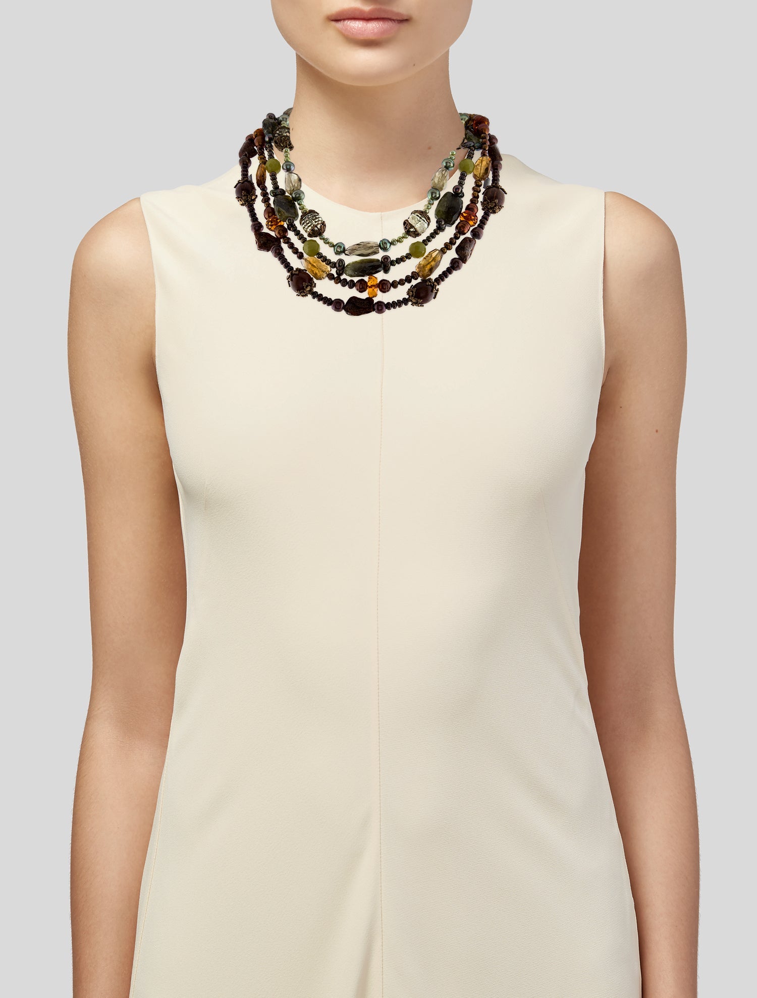 Stephen Dweck Dyed Pearl, Stone & Wood Multistrand Necklace