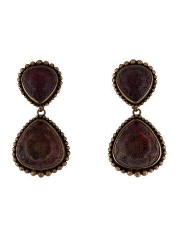 Pre-owned Stephen Dweck Stone Clip-on Drop Earrings In Multi