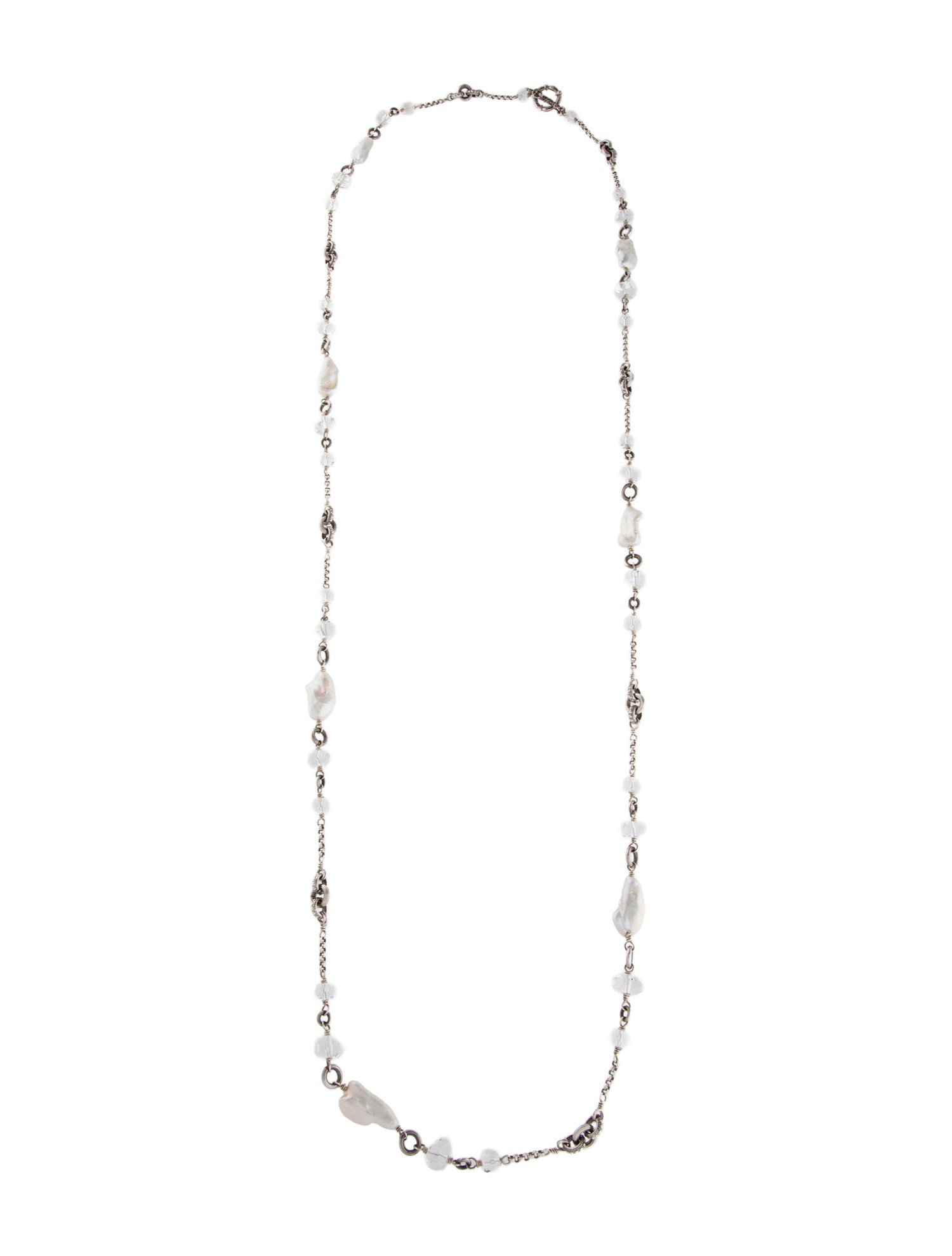 Stephen Dweck Pearl & Quartz Station Necklace