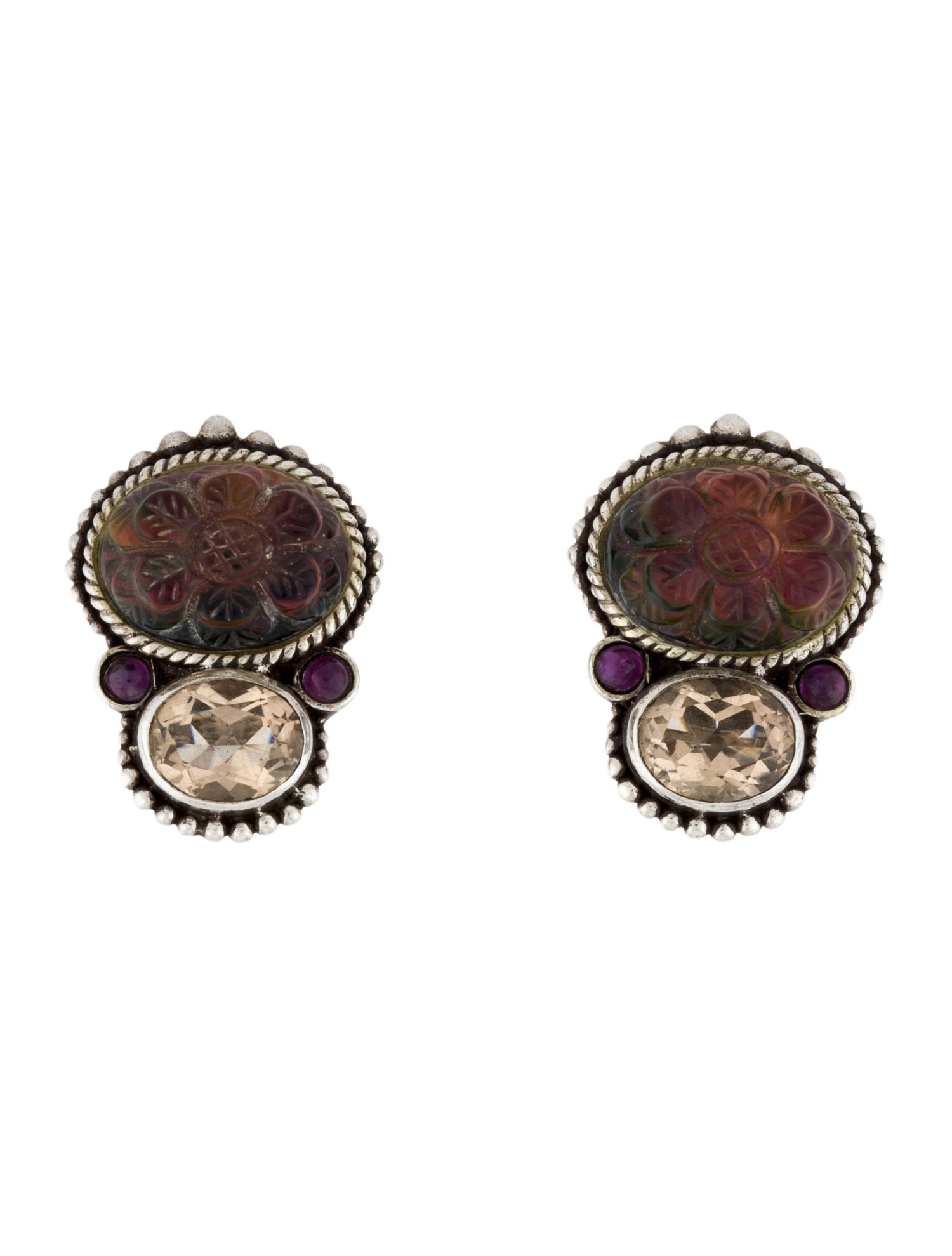 Stephen Dweck Carved Doublet Clip-On Earrings