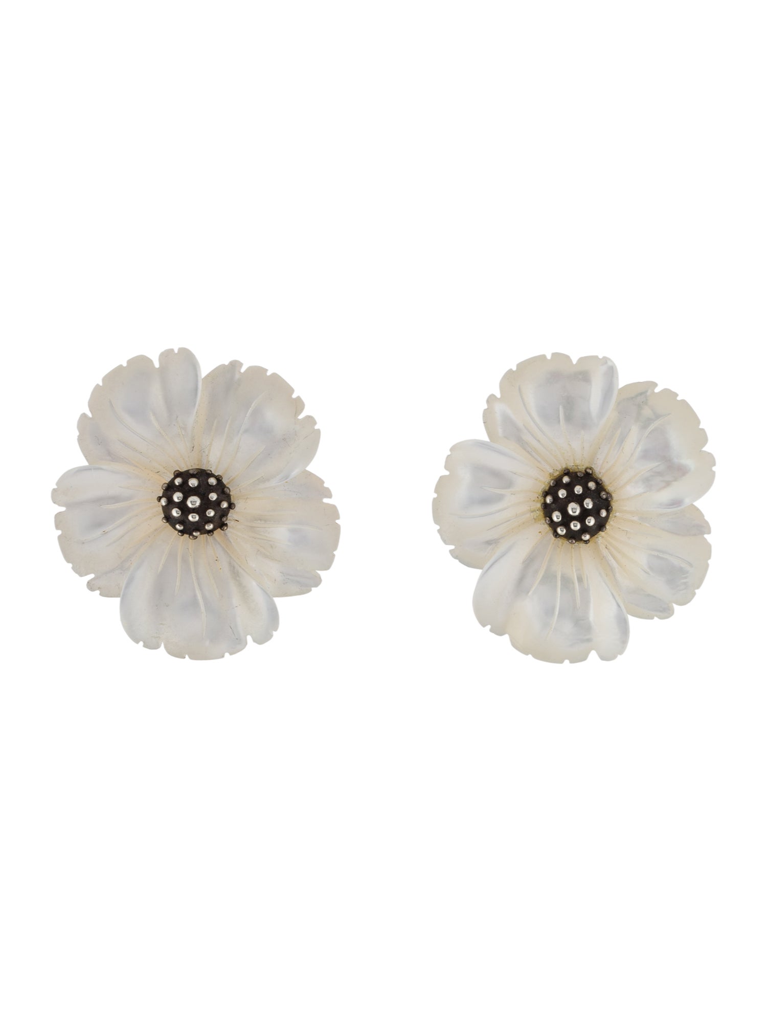 Stephen Dweck Mother Of Pearl Flower Clip-On Earrings