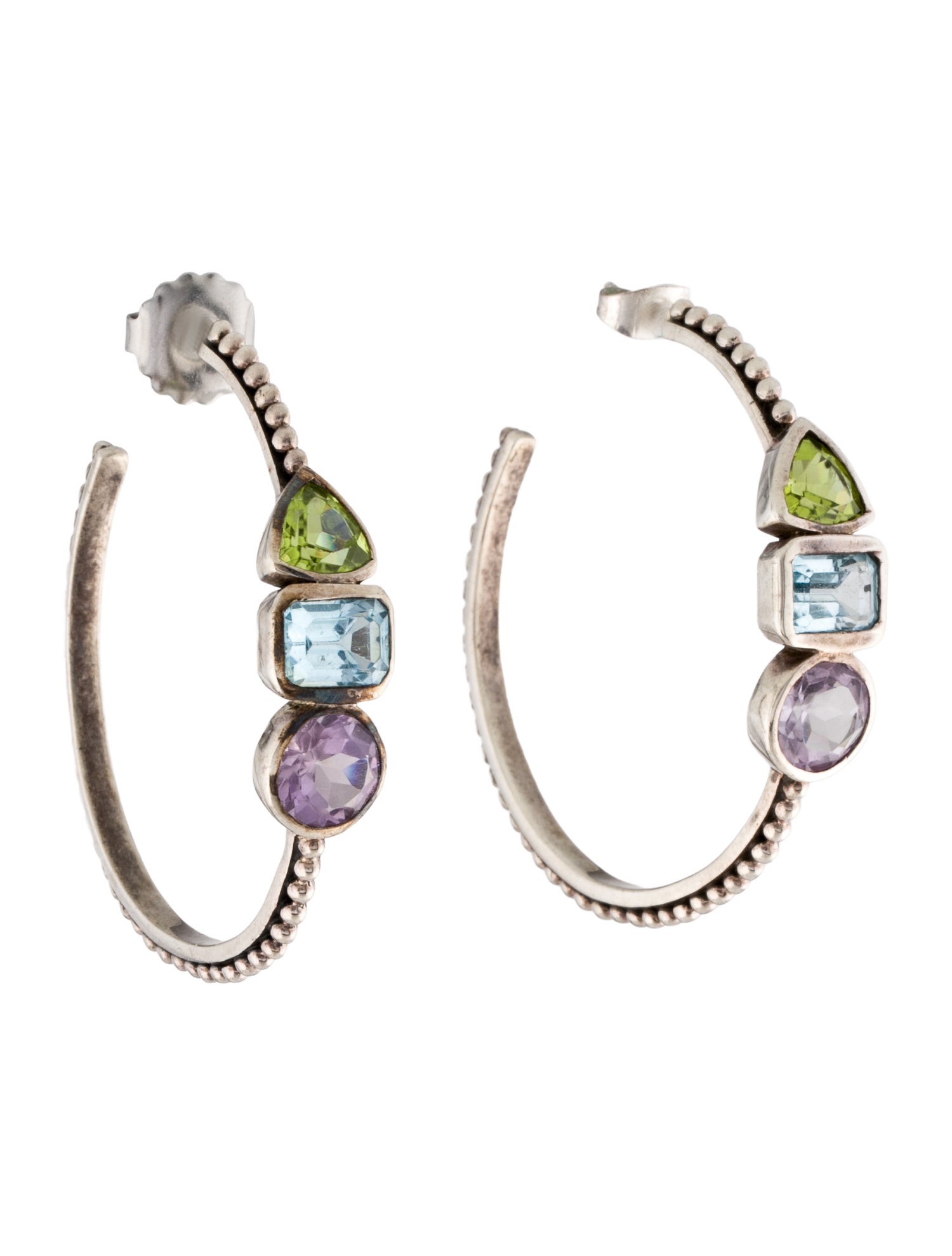 Stephen Dweck Topaz, Amethyst & Peridot Hoop Earrings