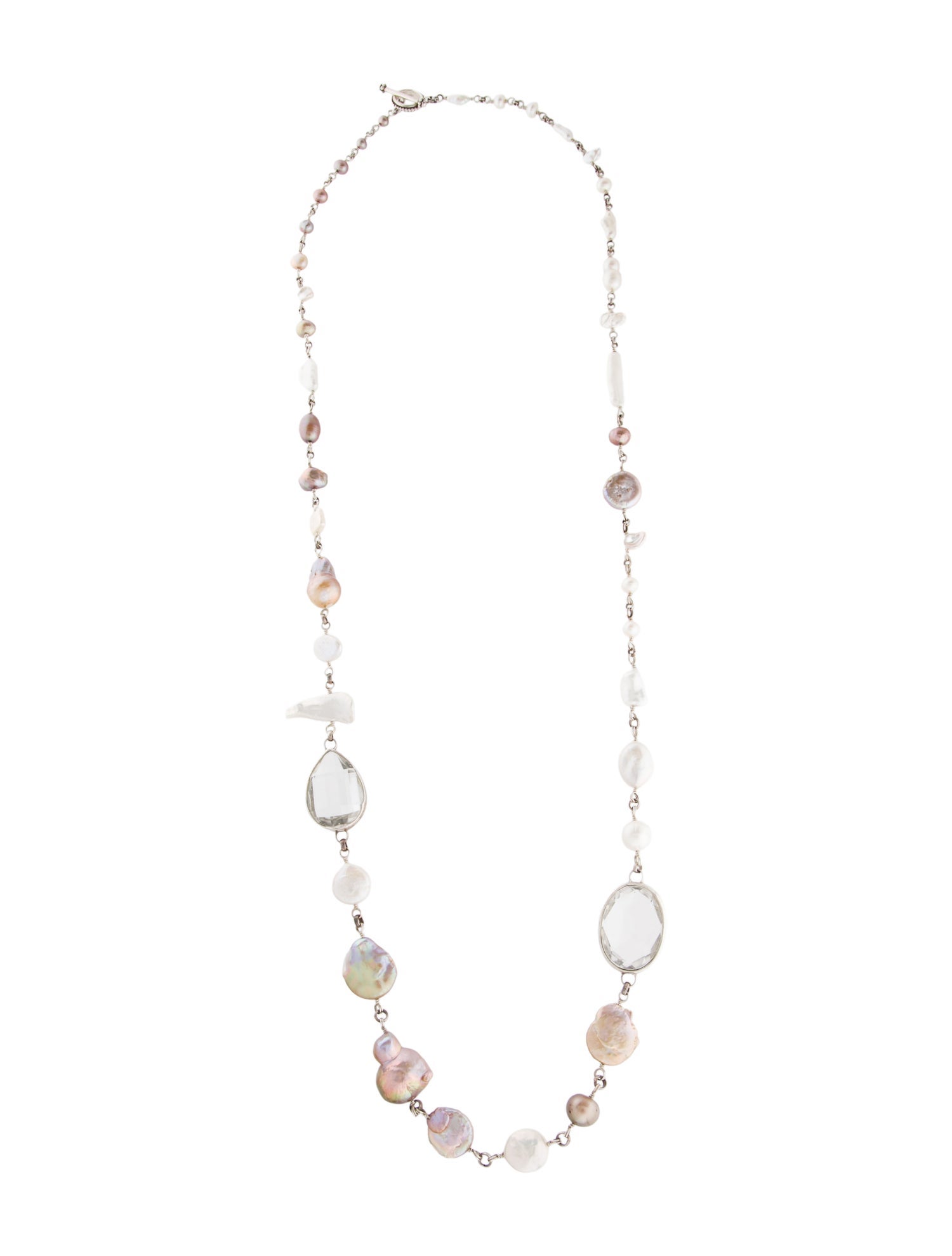 Stephen Dweck Cultured Pearl & Quartz Station Necklace