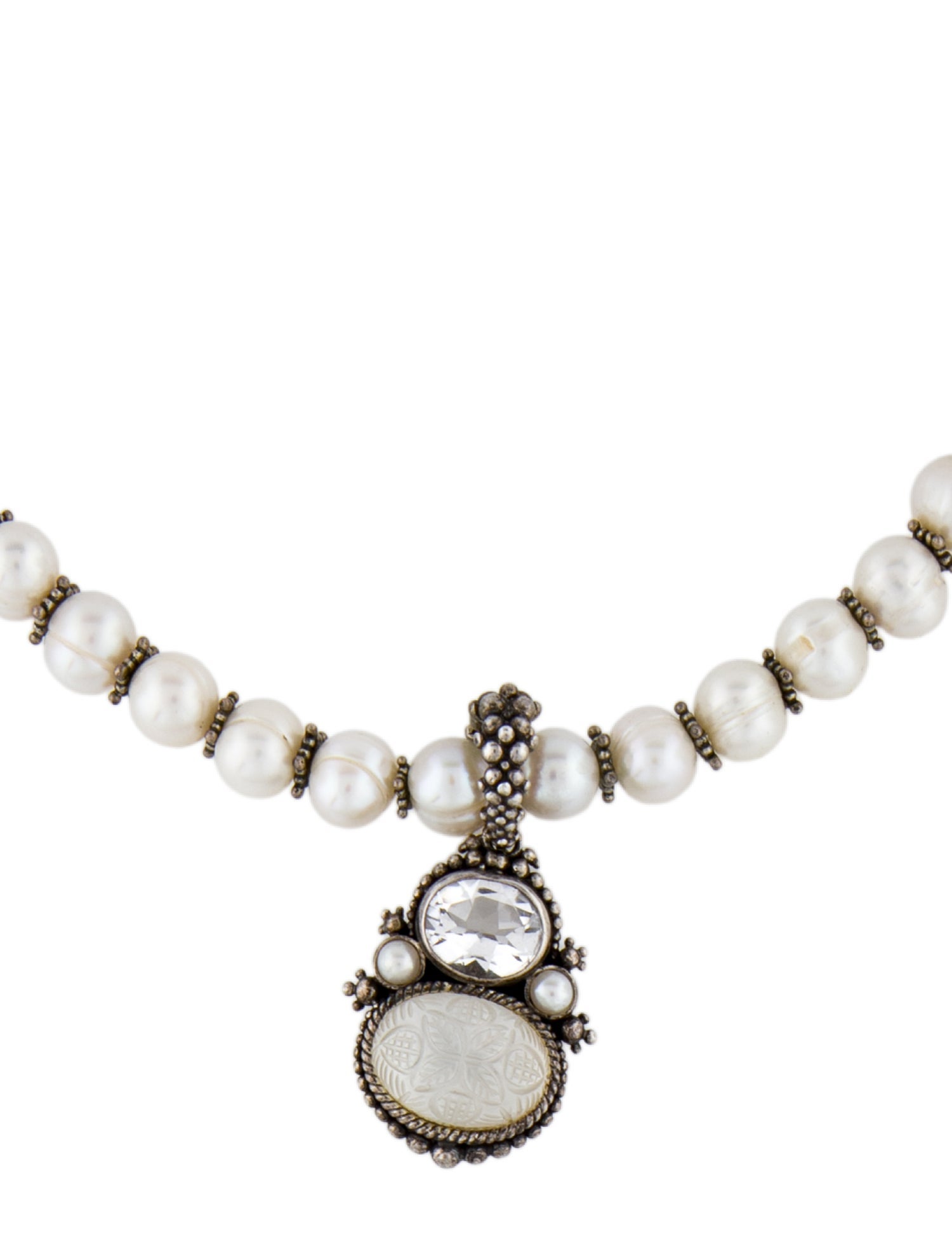 Stephen Dweck Multi-Stone & Pearl Pendant Necklace