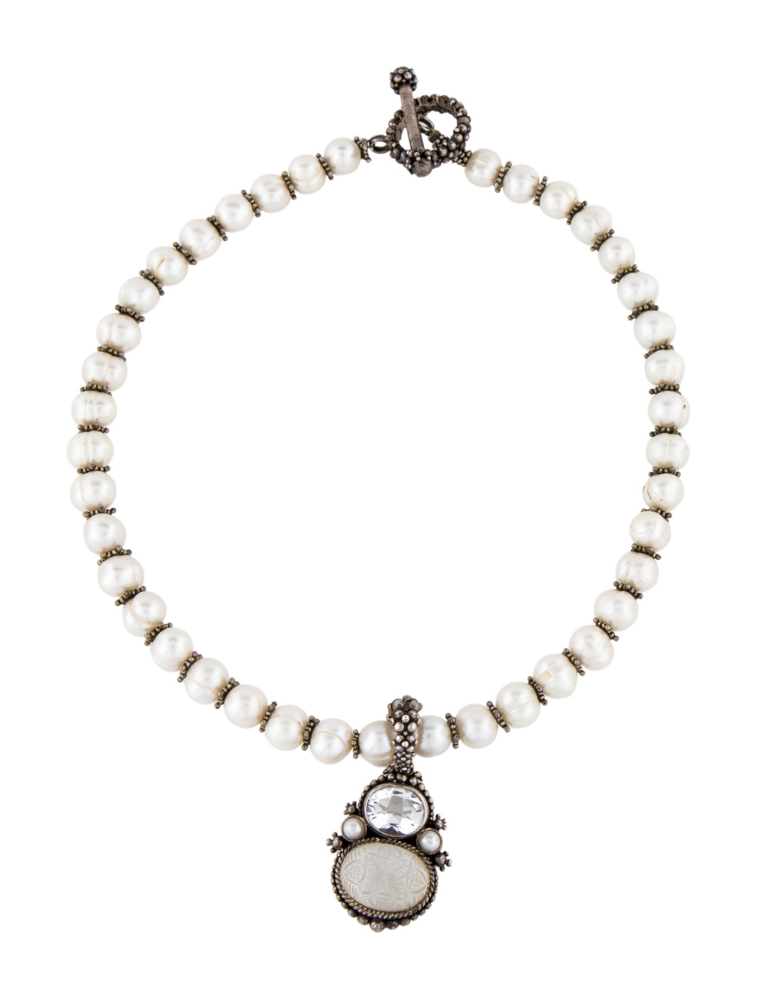 Stephen Dweck Multi-Stone & Pearl Pendant Necklace