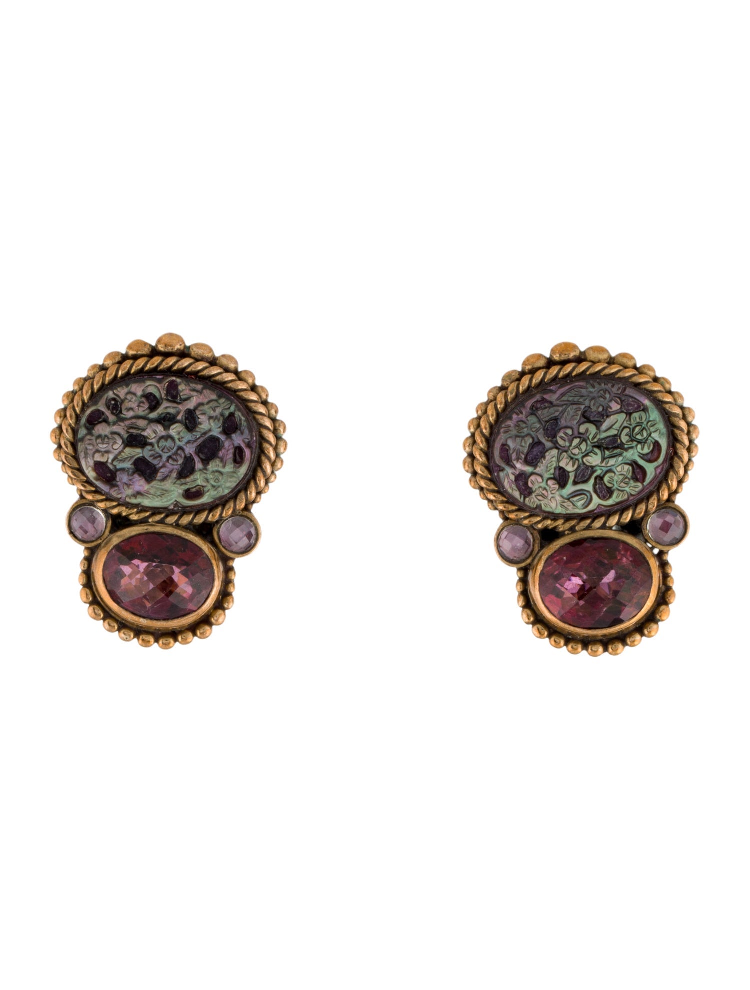 Stephen Dweck Mother of Pearl & Multistone Clip-On Earrings