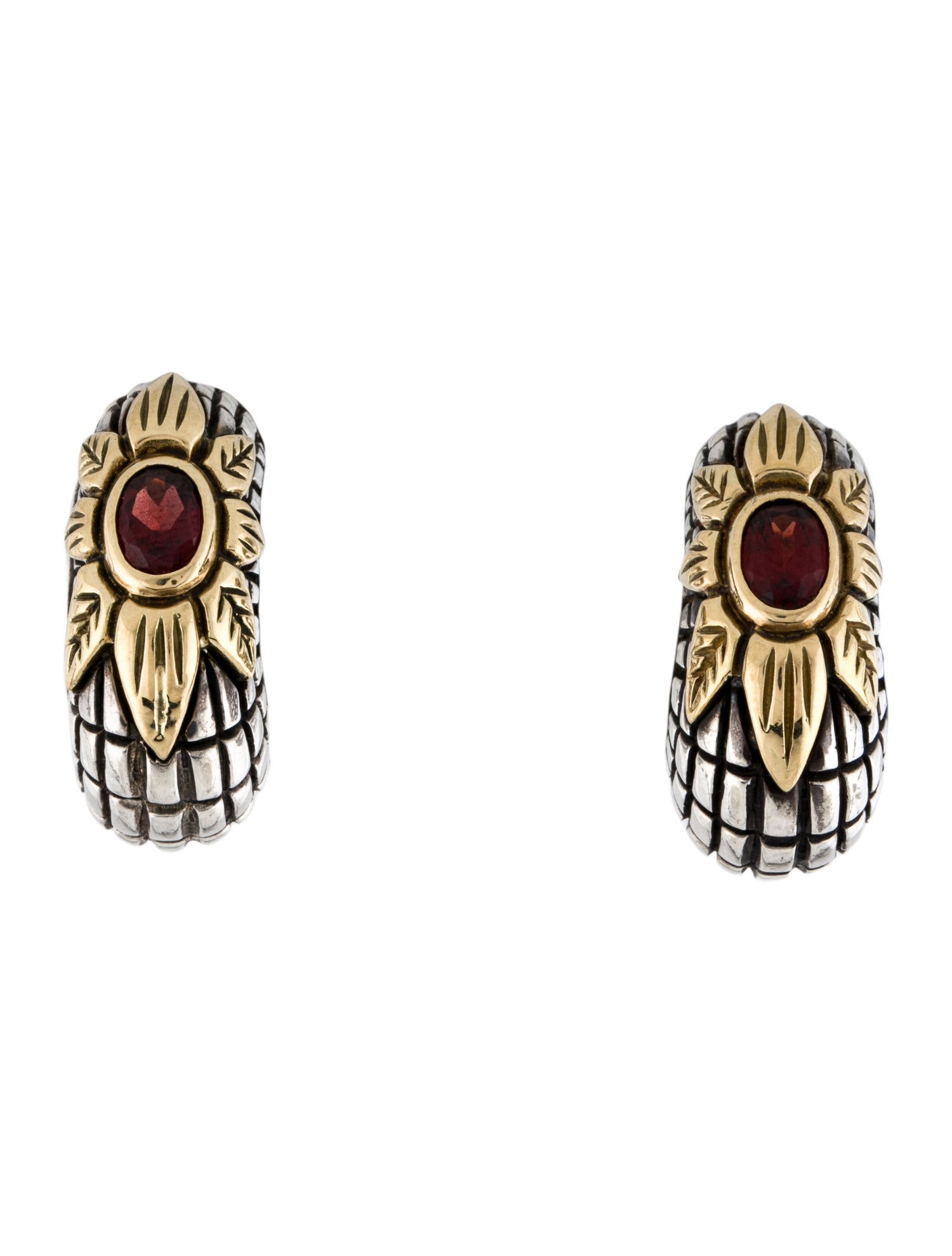 Stephen Dweck Garnet Textured Clip-On Earrings