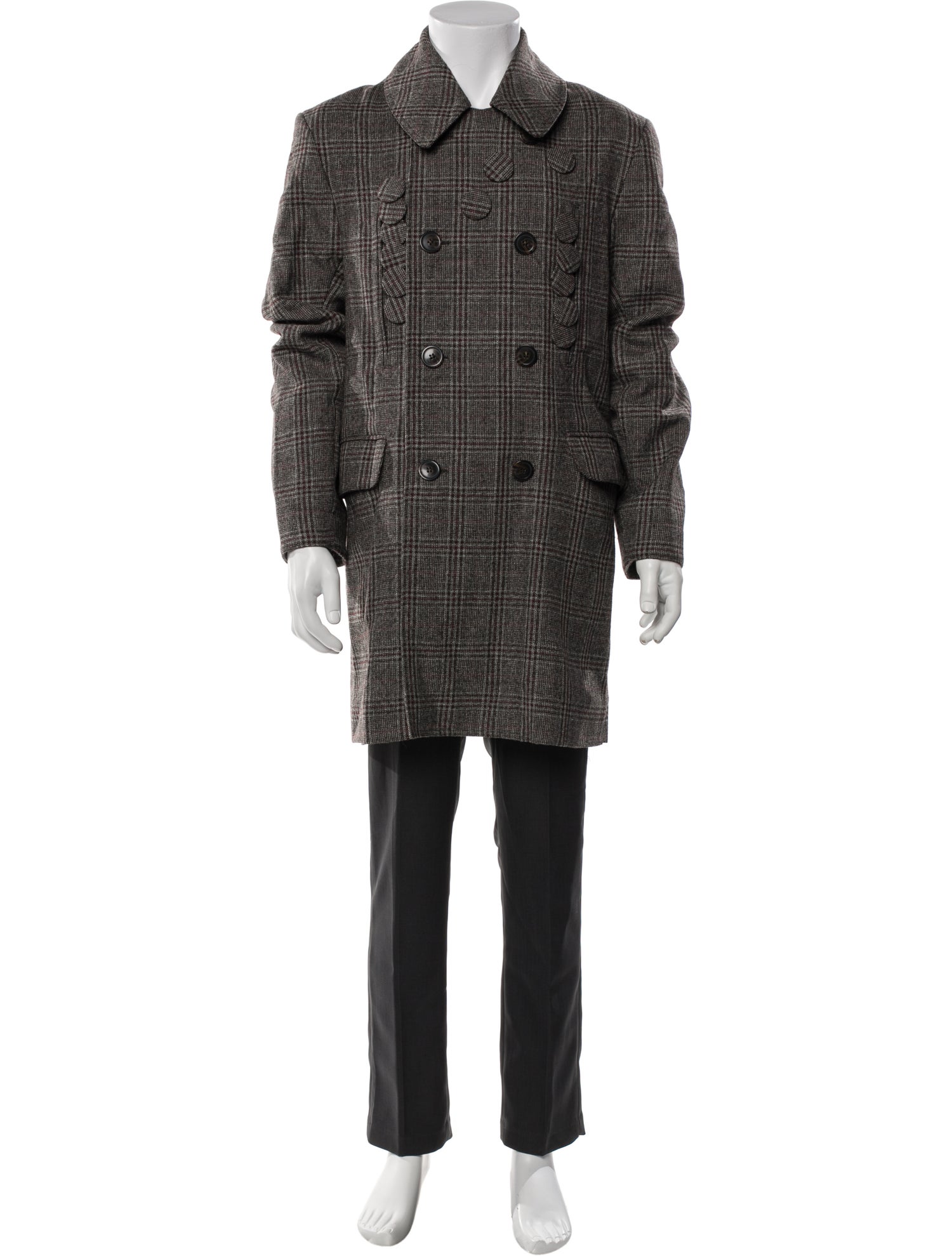 Stefan Cooke Wool Plaid Print Overcoat