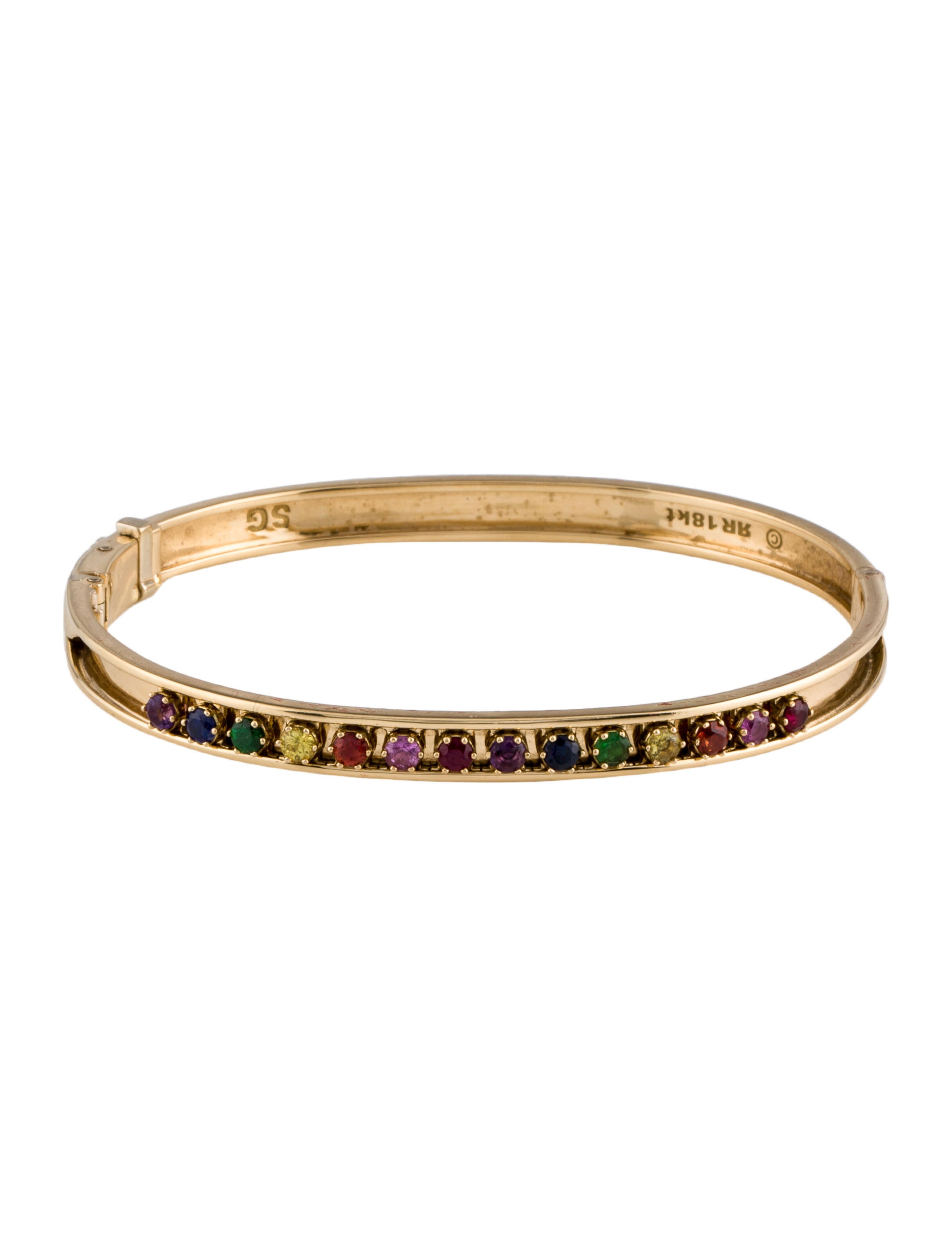 Stephanie Gottlieb 18K Mini Rainbow Sapphire Slider Bangle