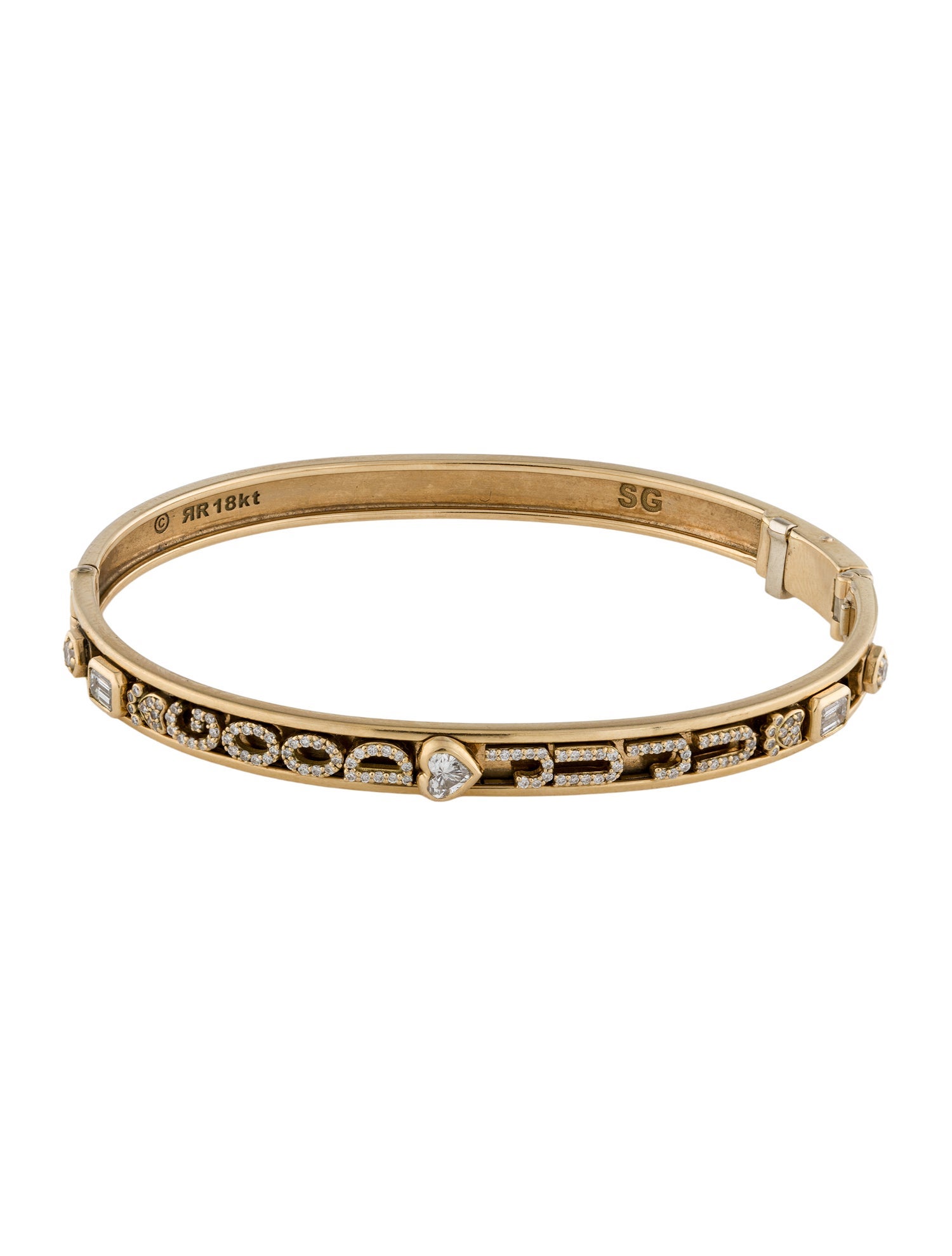 Stephanie Gottlieb 18K Diamond 'Good Juju' Slider Bangle Bracelet w/Key