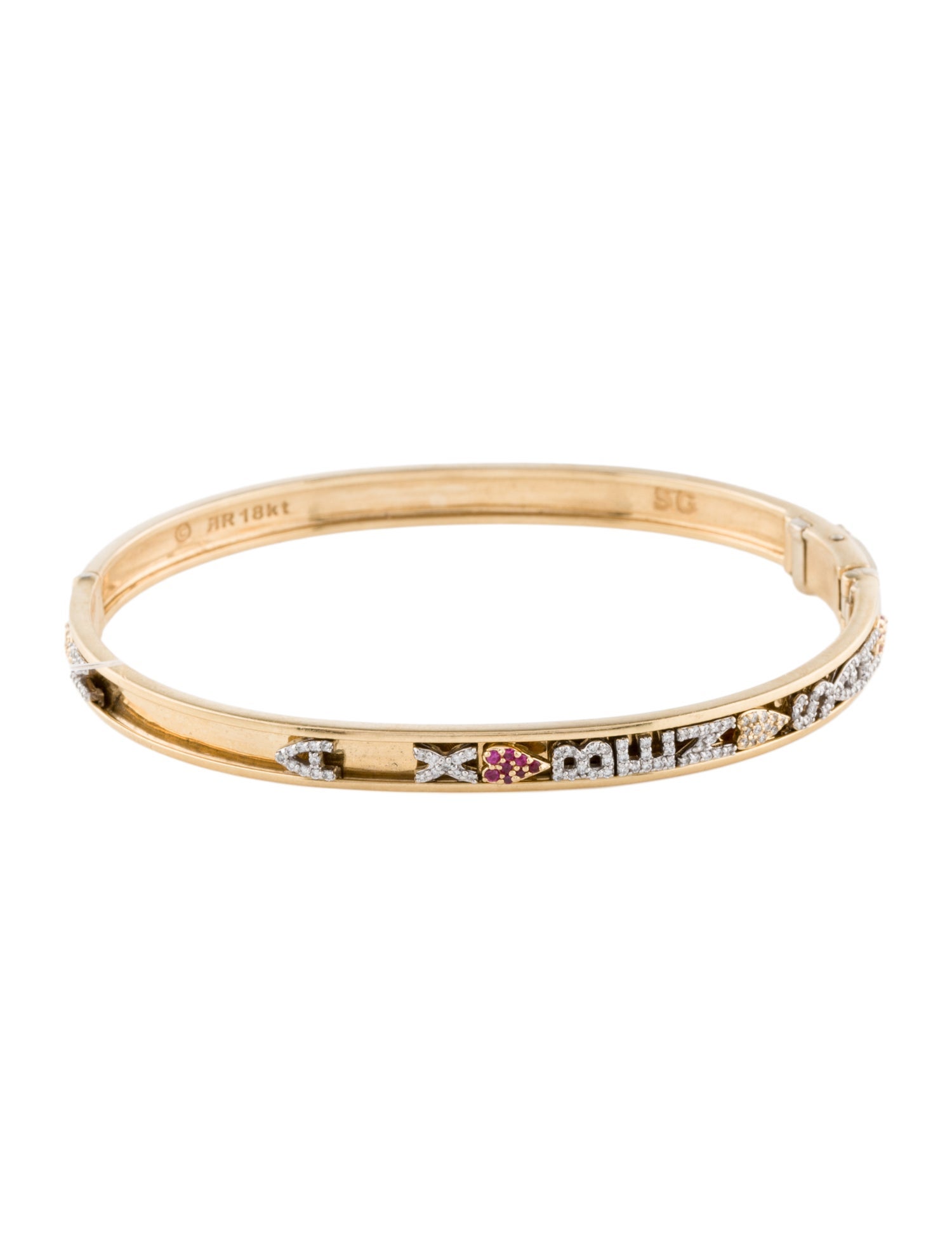 Stephanie Gottlieb 18K Diamond & Ruby Personalized Slider Bangle