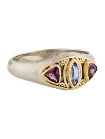 Steven Battelle Cocktail Ring Tanzanite & Rhodolite 6.75