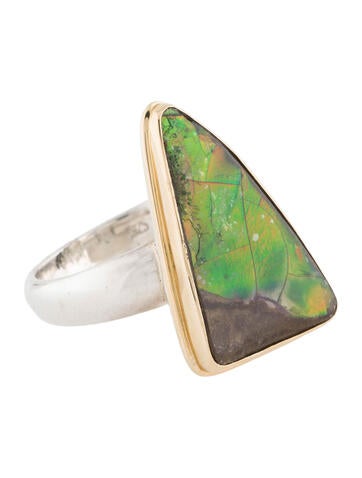 Steven Battelle Cocktail Ring Two-Tone Ammolite 7.75