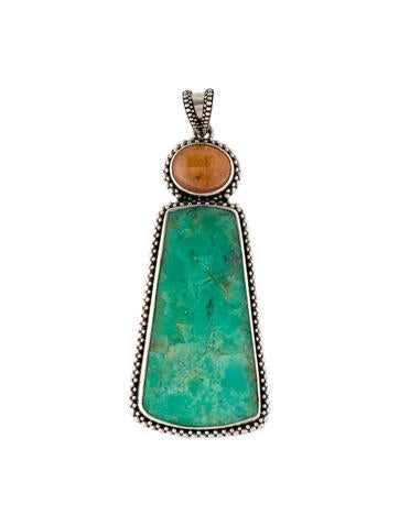 Steven Battelle Pendant Necklace Chrysocolla & Spessartine Garnet