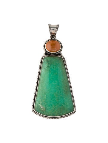 Steven Battelle Pendant Necklace Chrysocolla & Spessartine Garnet