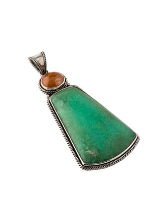 Steven Battelle Chrysocolla & Spessartine Garnet Pendant