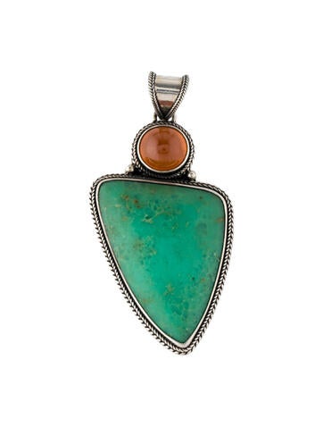 Steven Battelle Pendant Necklace Chrysocolla & Spessartine Garnet