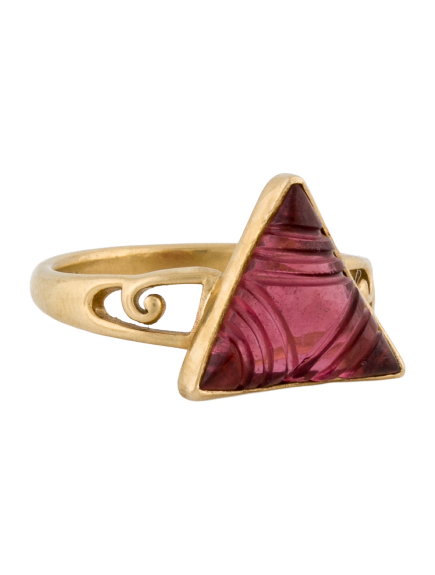 Steven Battelle 18K Tourmaline Carved Triangle Cocktail Ring