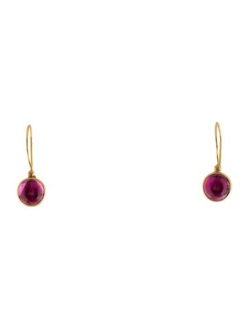 Pre-owned Steven Battelle 18k Tourmaline Drop Earrings In Pink