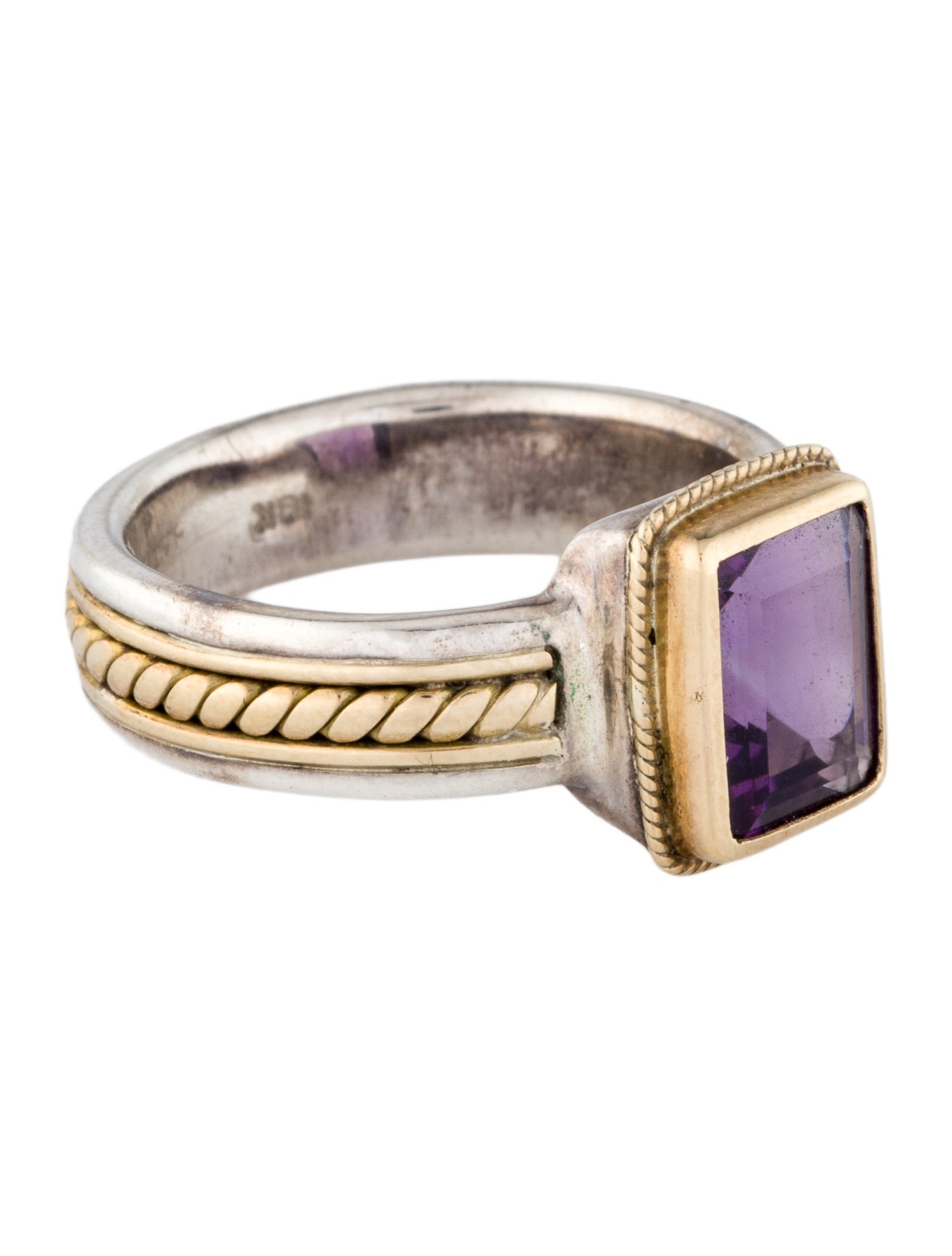 Steven Battelle Two-Tone 1.70ct Amethyst Cocktail Ring