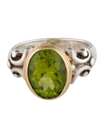 Steven Battelle Two-Tone 4.81ctw Peridot Cocktail Ring