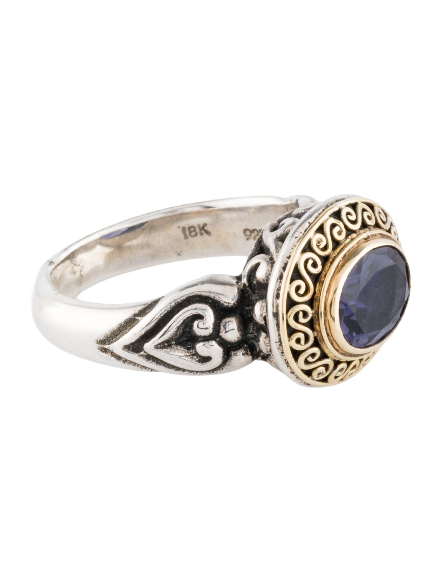 Steven Battelle Two-Tone 1.04ct Iolite Cocktail Ring