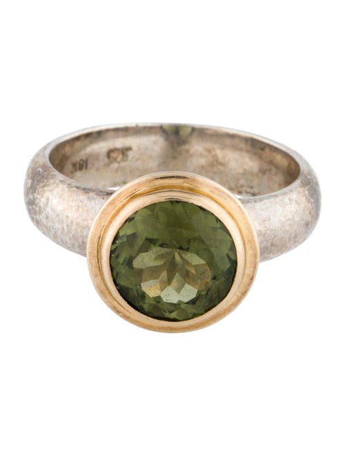 Steven Battelle Two-Tone 2.45ctw Peridot Hammered Cocktail Ring