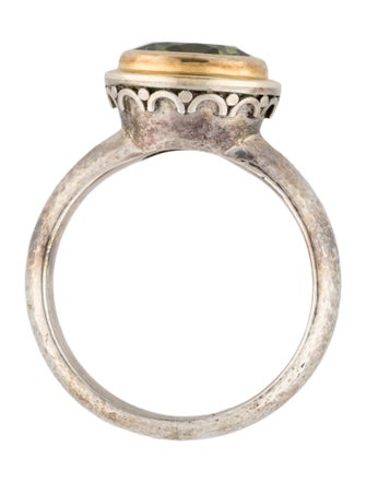 Steven Battelle Two-Tone 2.45ctw Peridot Hammered Cocktail Ring