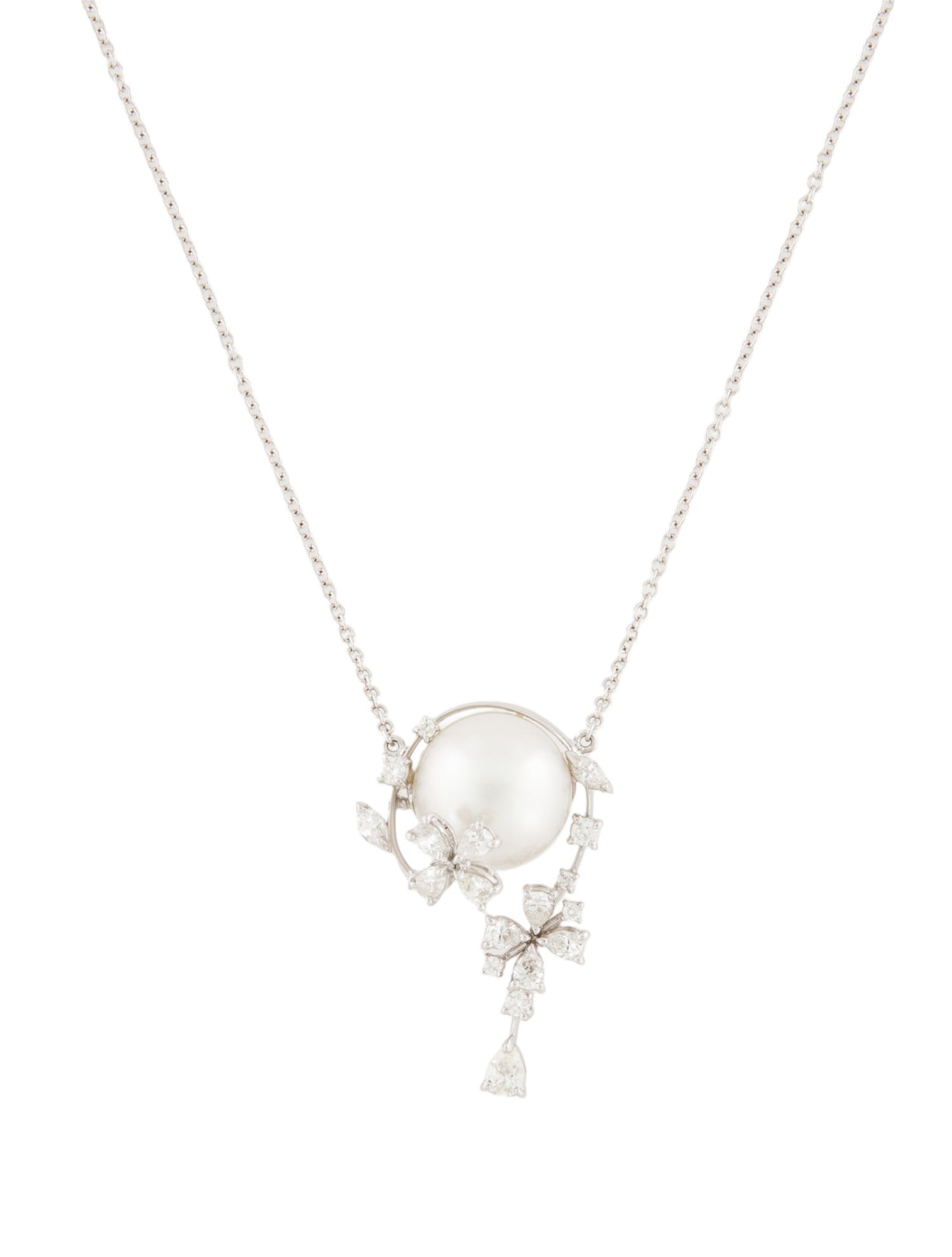 Stefan Hafner 18K Pearl & Diamond Pendant Necklace