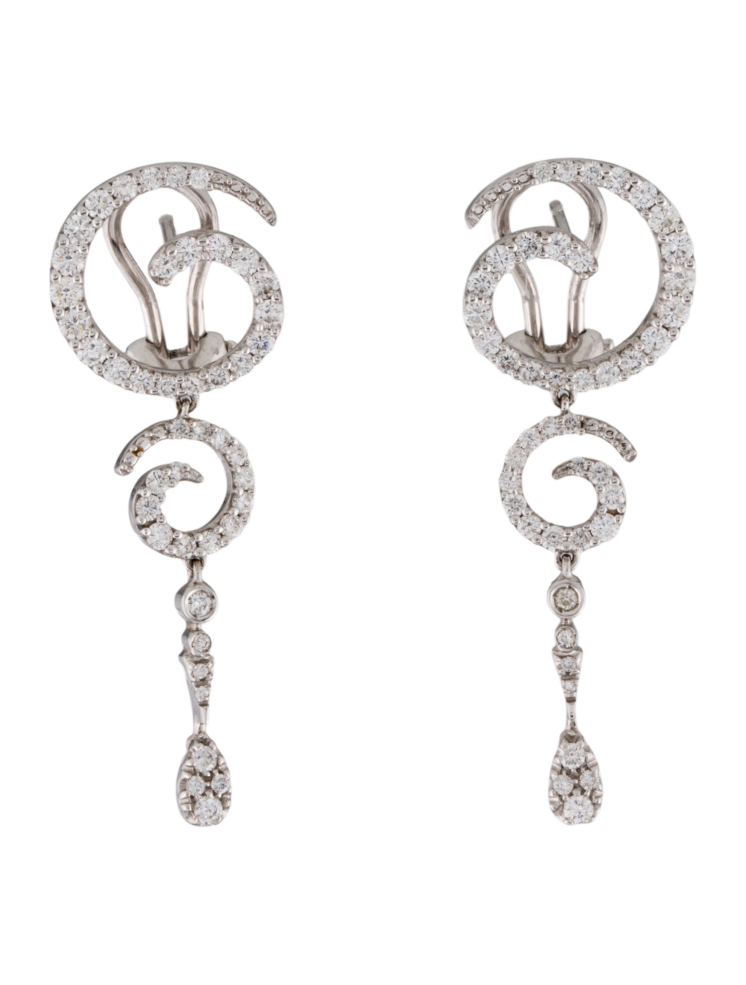 Stefan Hafner 18K 1.98ctw Diamond Swirl Drop Earrings