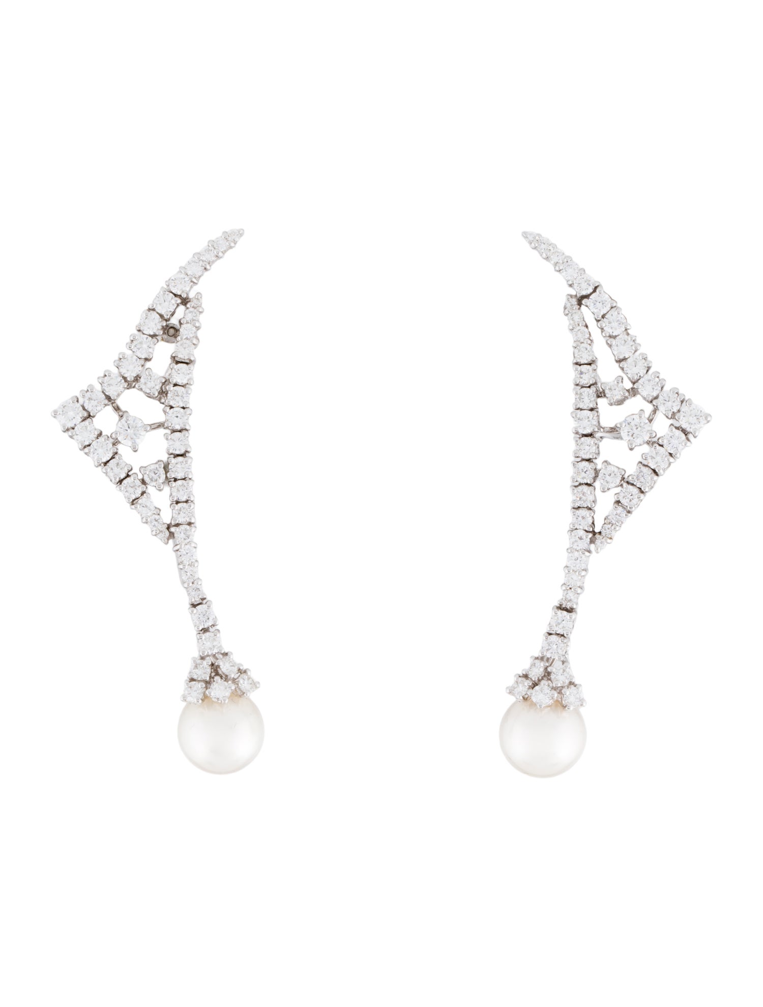 Stefan Hafner 18K Pearl & Diamond Drop Earrings