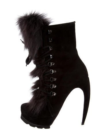 Walter Steiger Fox-Trimmed Suede Boots