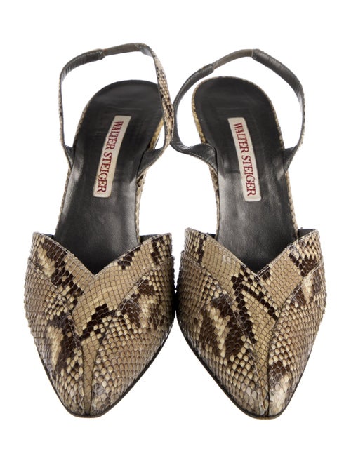 Walter Steiger Snakeskin Animal Print Slingback Pumps