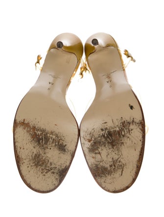 Walter Steiger Patent Leather Floral Print Slingback Sandals