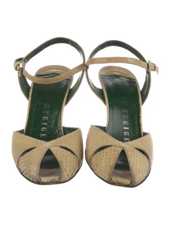 Walter Steiger Snakeskin Animal Print Slingback Pumps