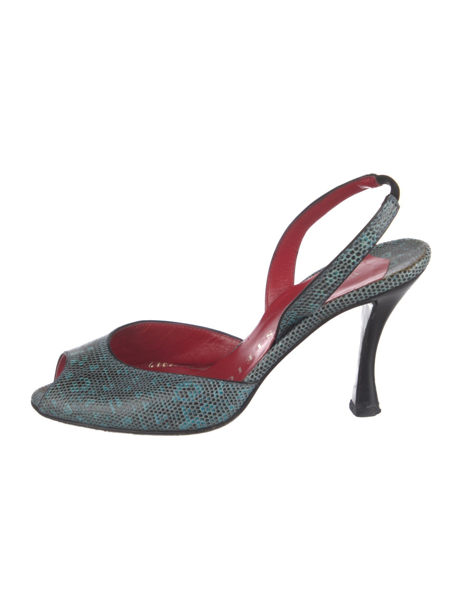 Walter Steiger Snakeskin Animal Print Slingback Pumps