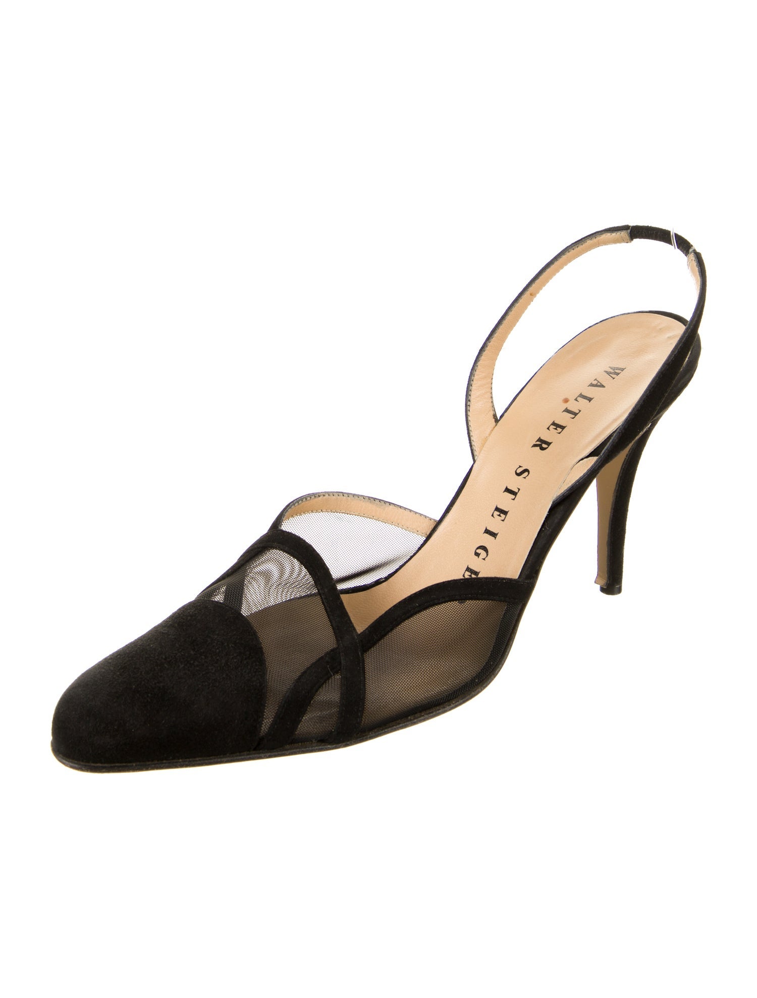 Walter Steiger Suede Mesh Accents Slingback Pumps
