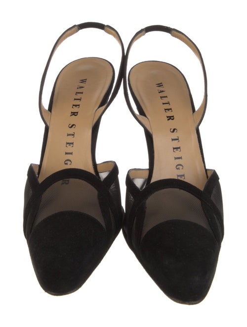 Walter Steiger Suede Mesh Accents Slingback Pumps